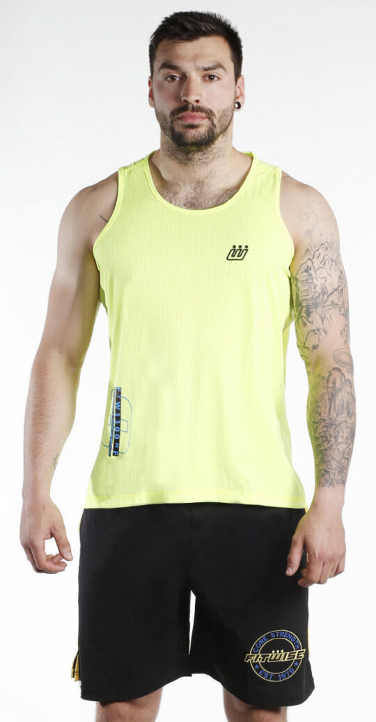 Fitwise Men's Top Vest Sleeveless Sport Top Summer Training Gym Sleeveless Yellow